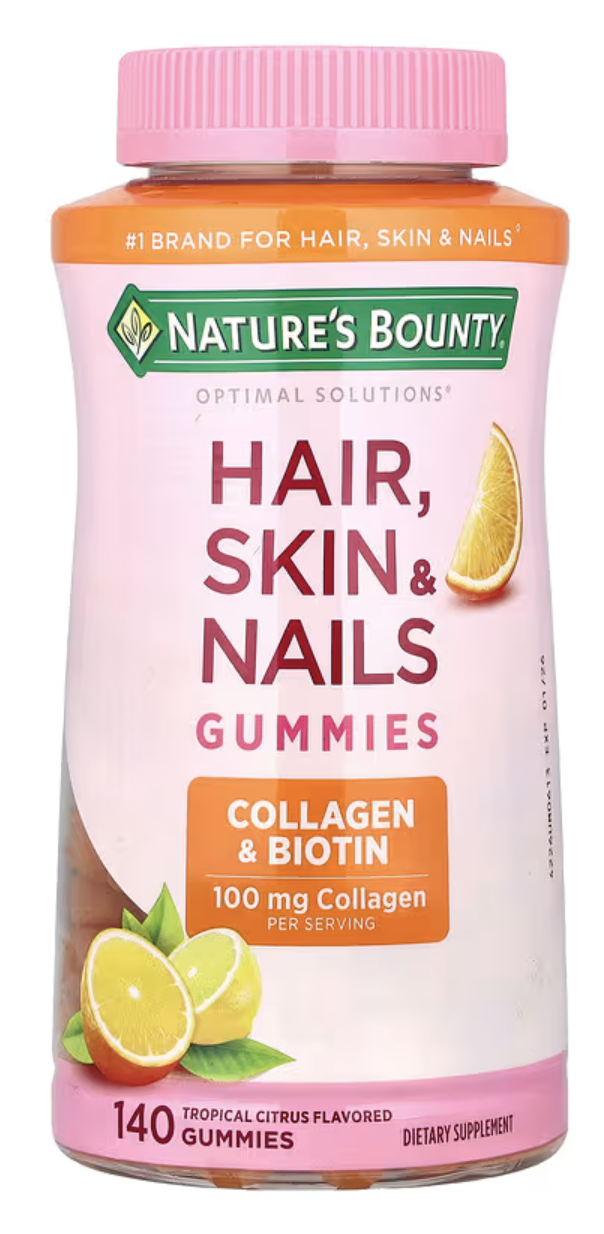 Nature's Bounty, Optimal Solutions®, Hair, Skin & Nails Gummies, Tropical Citrus, 140 Gummies