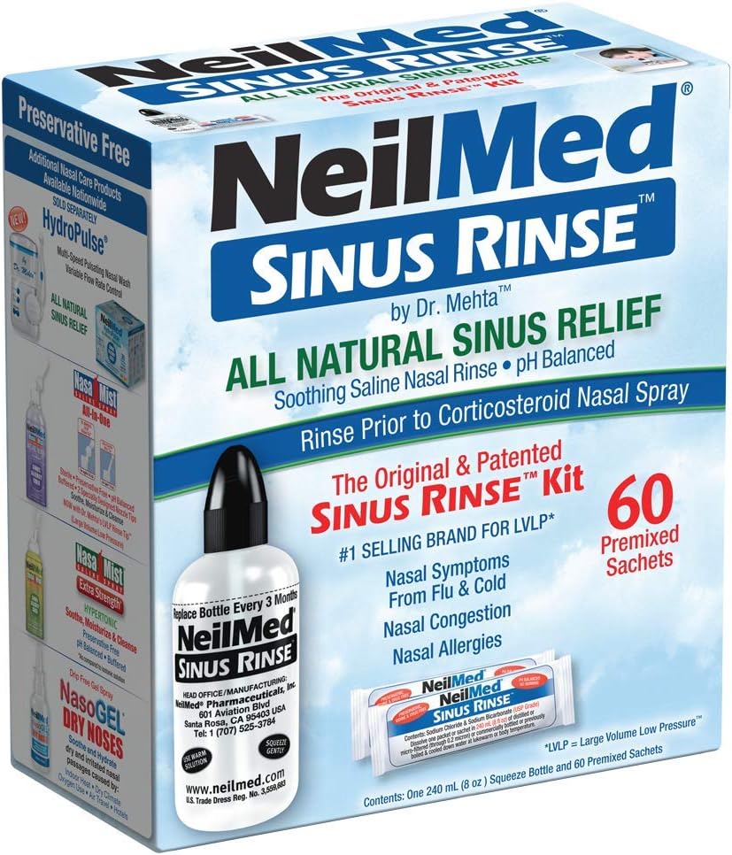 NeilMed Sinus Rinse All Natural Relief Premixed Refill Packets 60 Count (Pack of 1)