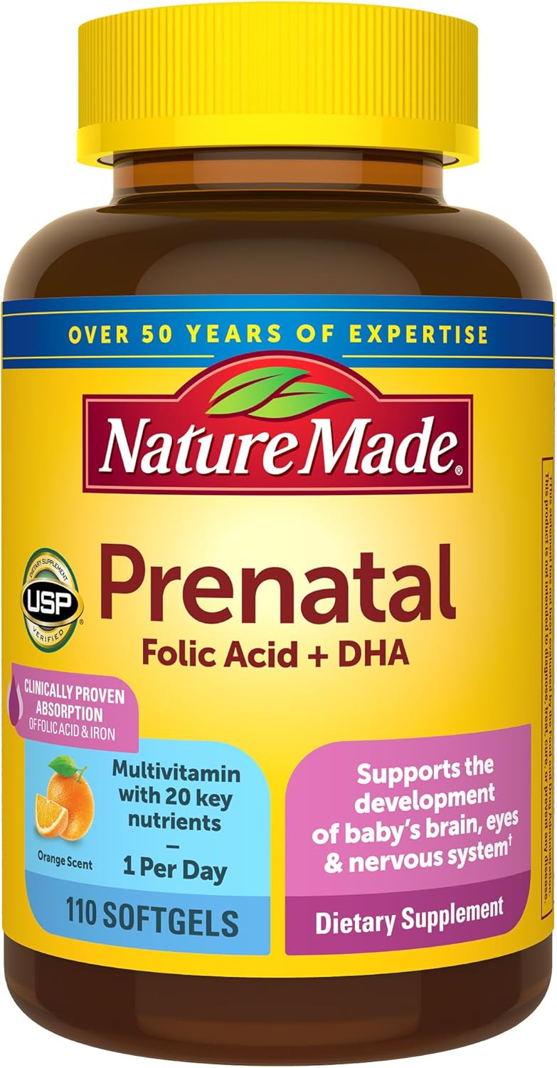 Pré-natal com Ácido Fólico + DHA, 110 softgels, Nature Made
