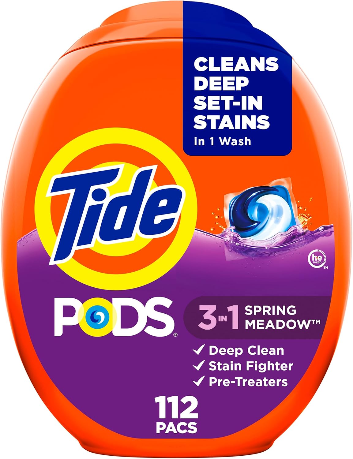 Tide PODS, removedor de manchas 3 x 1, 112 Count, Spring Meadow